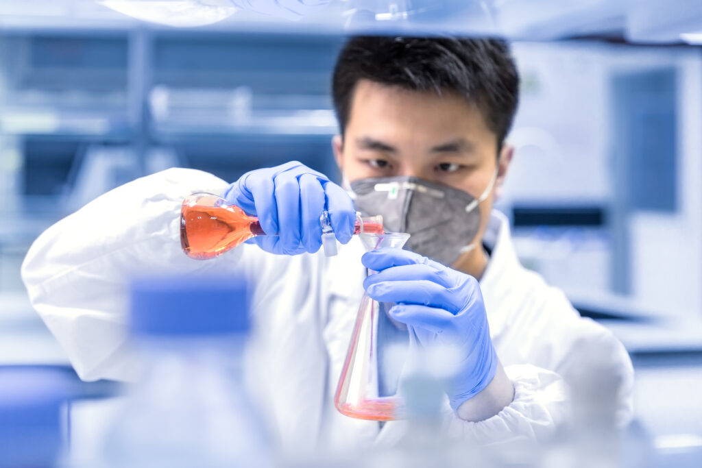 The scientist working in the laboratory